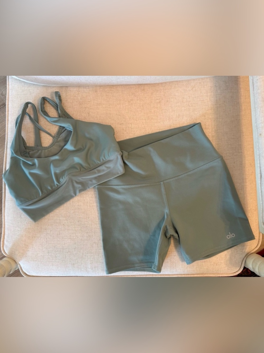 Alo High-Waist Bike Shorts & Sports Bra Set